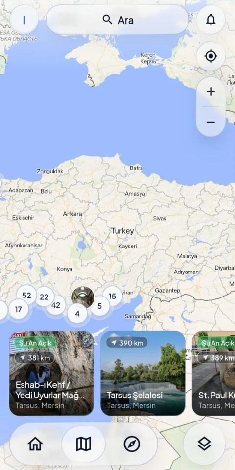 Gerçek uygulama ekranı: konum ve harita